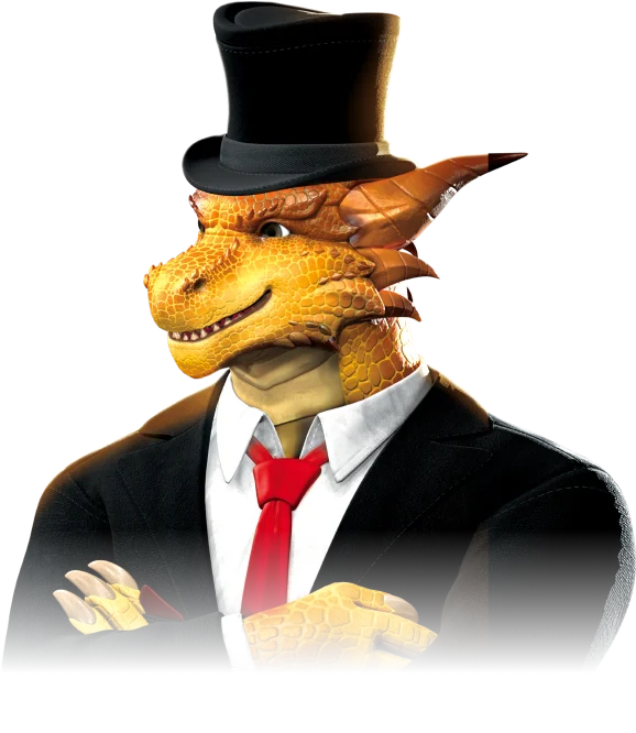 Драгон Мани: дракон в цилиндре, маскот Dragon Money